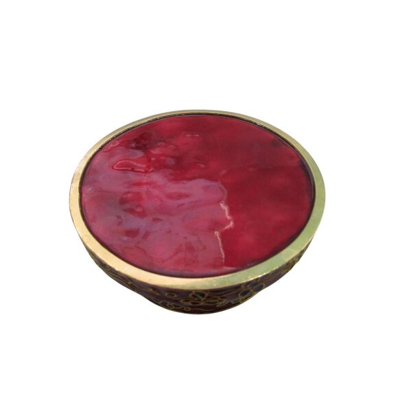 Vintage Decorative Cloisonne Wine Coaster With Grape Vine Motif GUC Red Brass - Picture 4 of 10